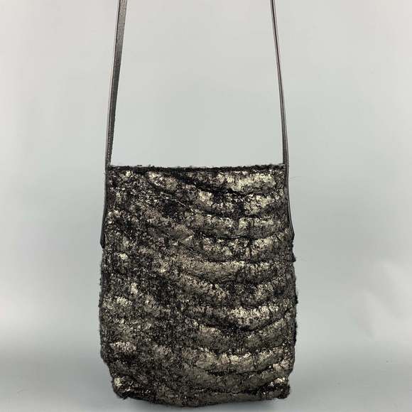 SIMONA TAGLIAFERRI Textured Grey Fabric Shoulder Handbag - Picture 5 of 7
